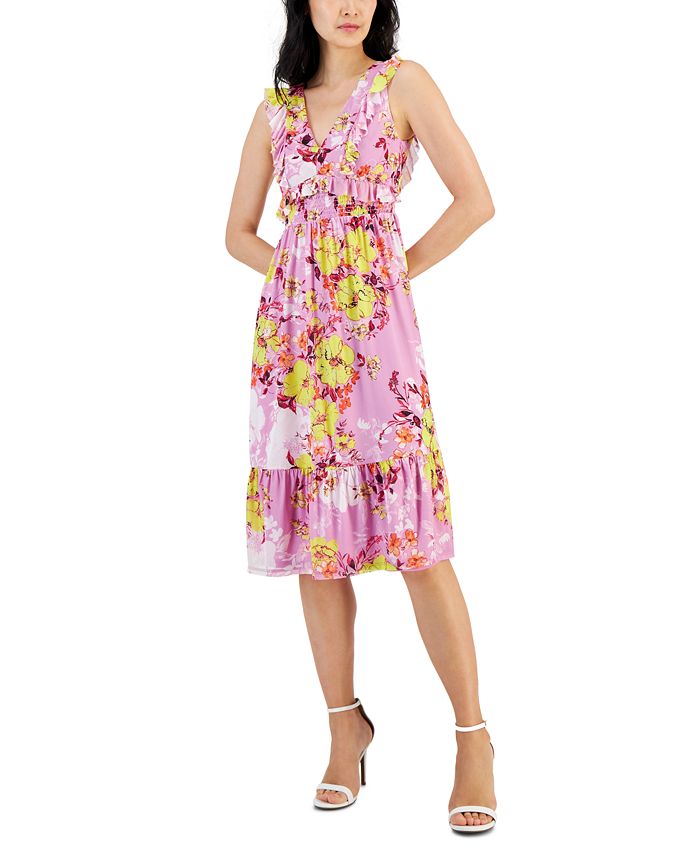 Tinsel Petite FloralPrint RuffleTrim Midi Dress Macy's
