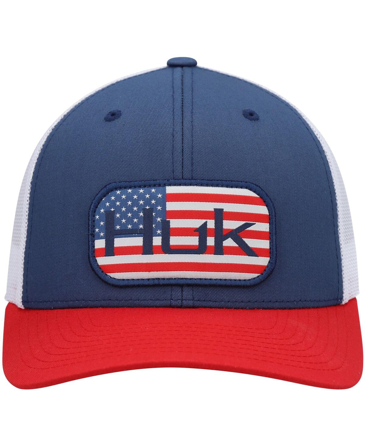Shop Huk Men's  Blue Americana Color Block Trucker Snapback Hat