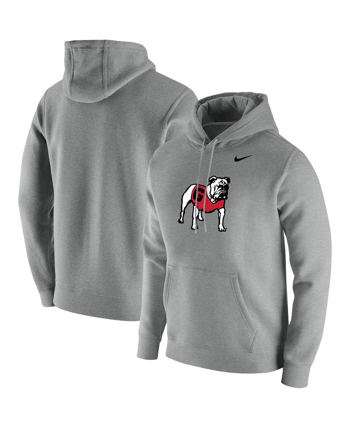 Shop Nike Men's  Heathered Gray Georgia Bulldogs Vintage-like School Logo Pullover Hoodie