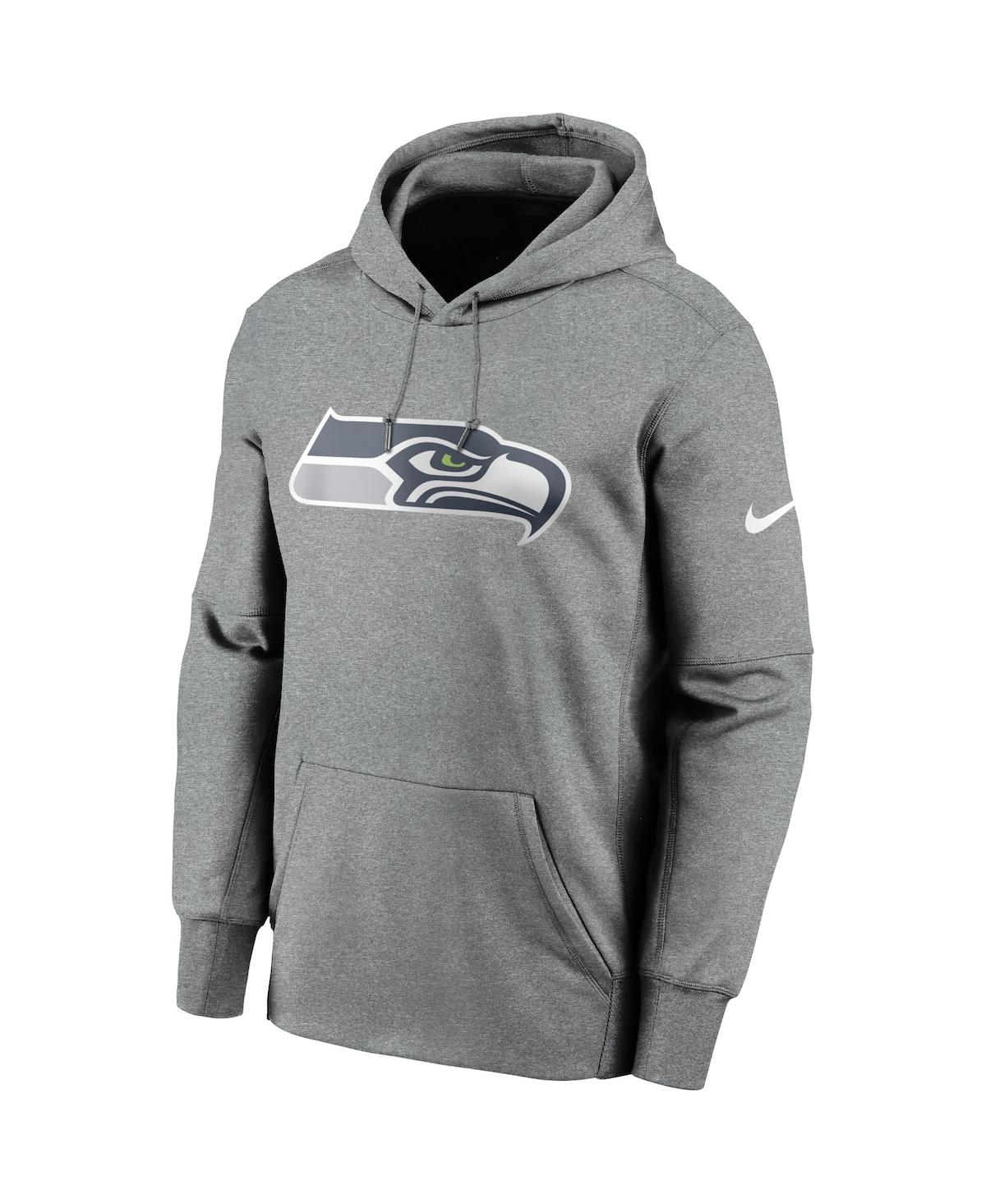 Shop Nike Men's  Heathered Charcoal Seattle Seahawks Primary Logo Therma Pullover Hoodie