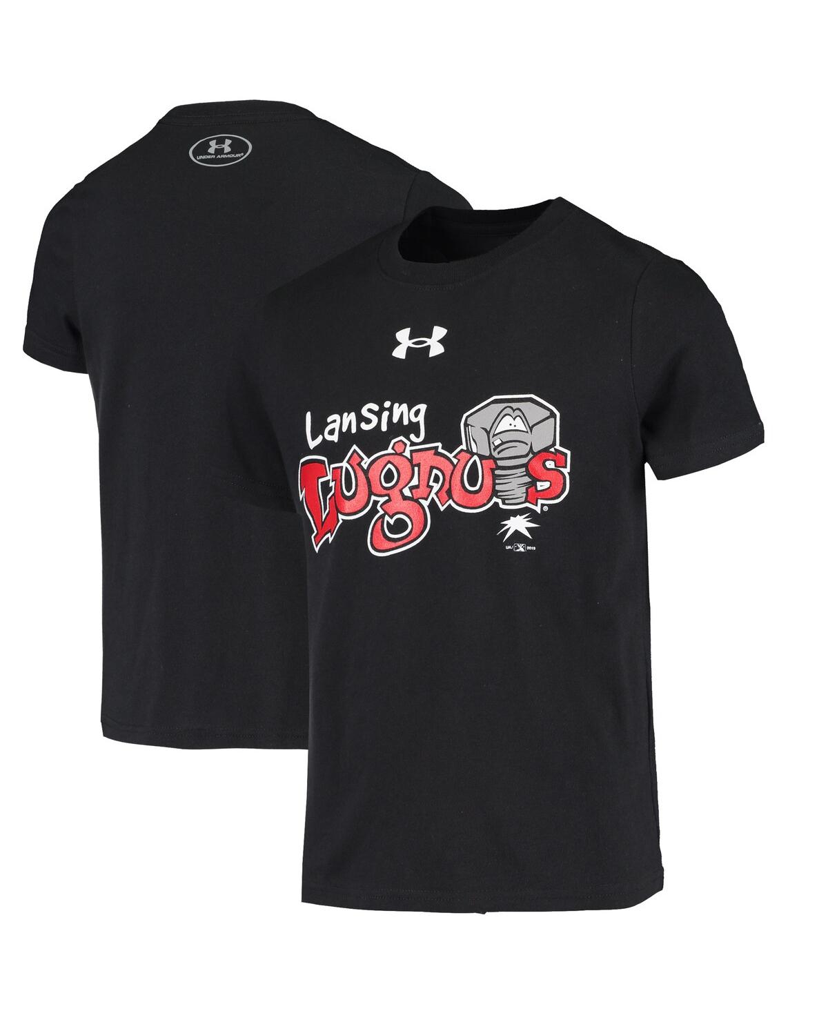 Under Armour Big Boys And Girls  Black Lansing Lugnuts Team Logo T-shirt In Black