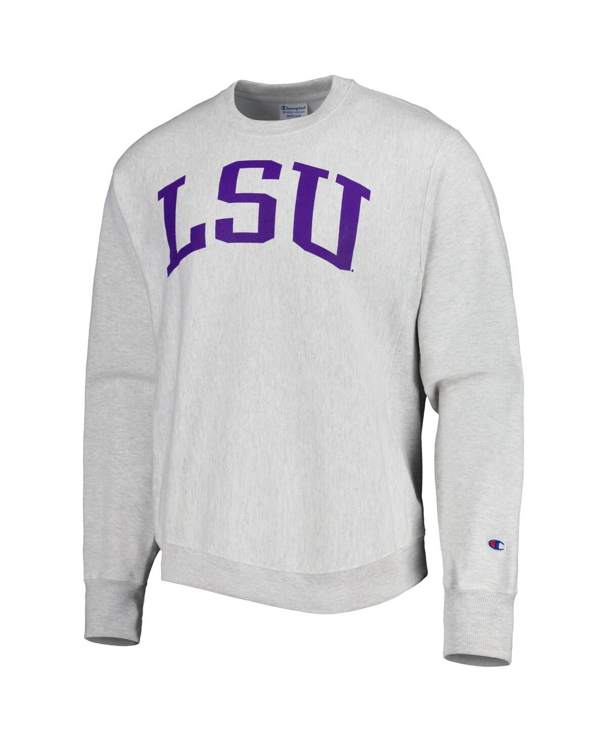 Men's ChampionLsu Tigers Arch Reverse Weave Pullover Sweatshirt - Heathered Gray