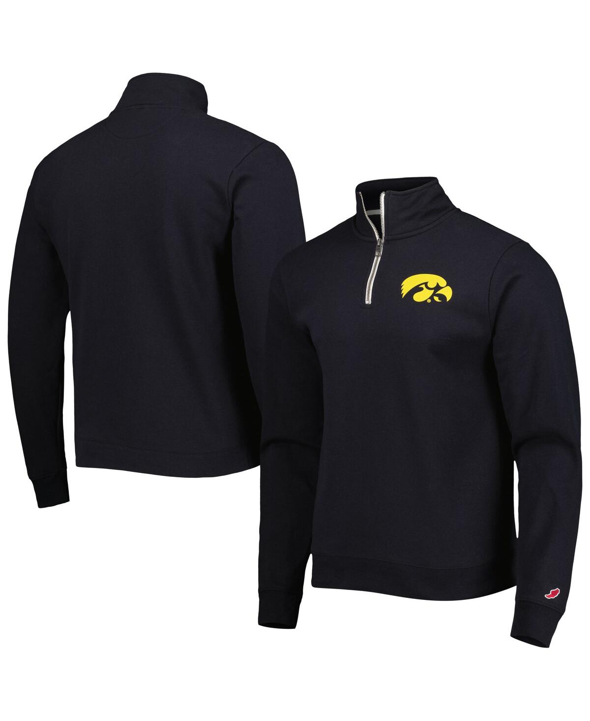 League Collegiate Wear Men's Black Iowa Hawkeyes Stack Essential Fleece Quarter-zip Sweatshirt