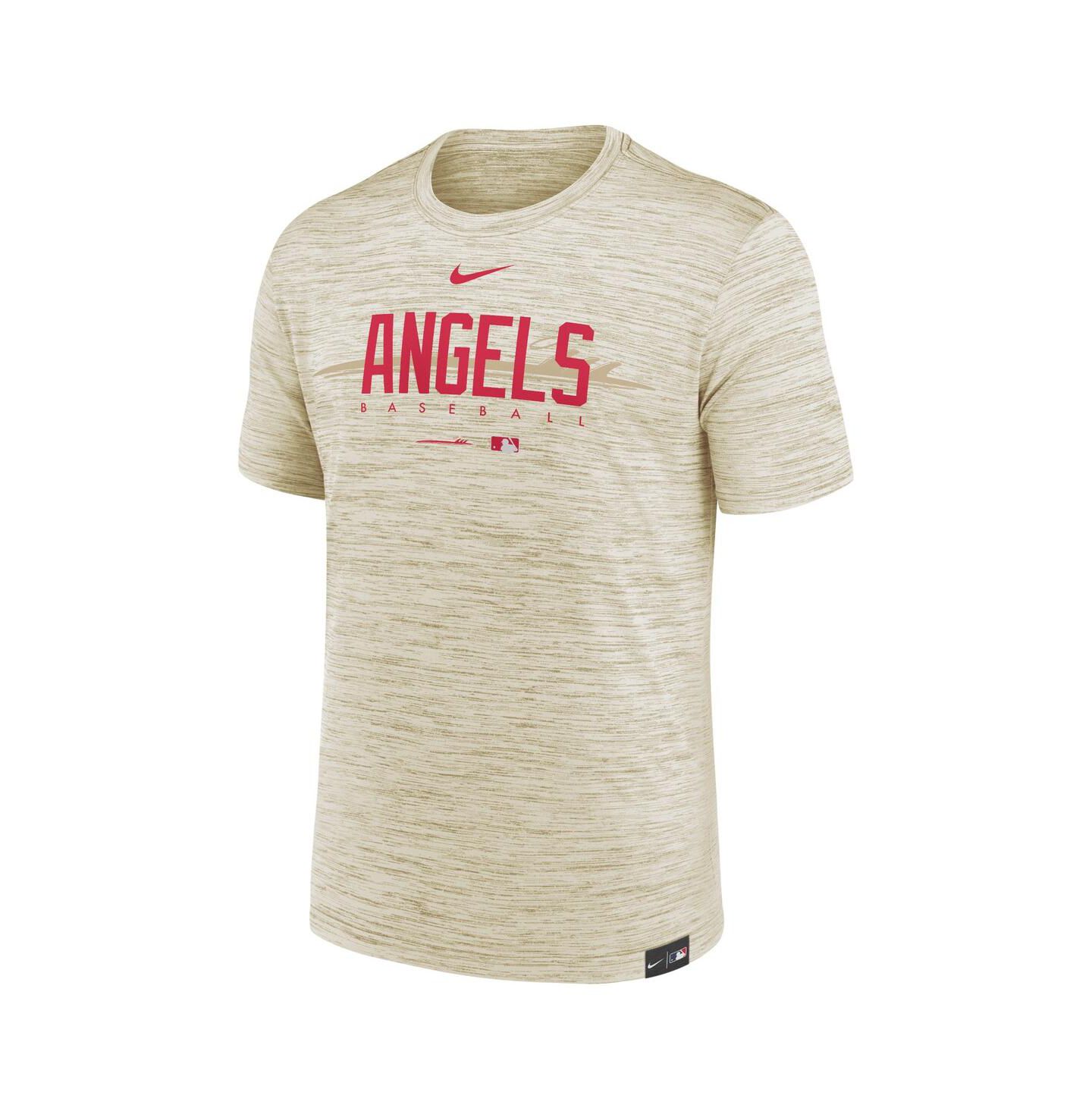 Мужская футболка Nike Cream Los Angeles Angels City Connect Velocity Practice Performance — фото 3