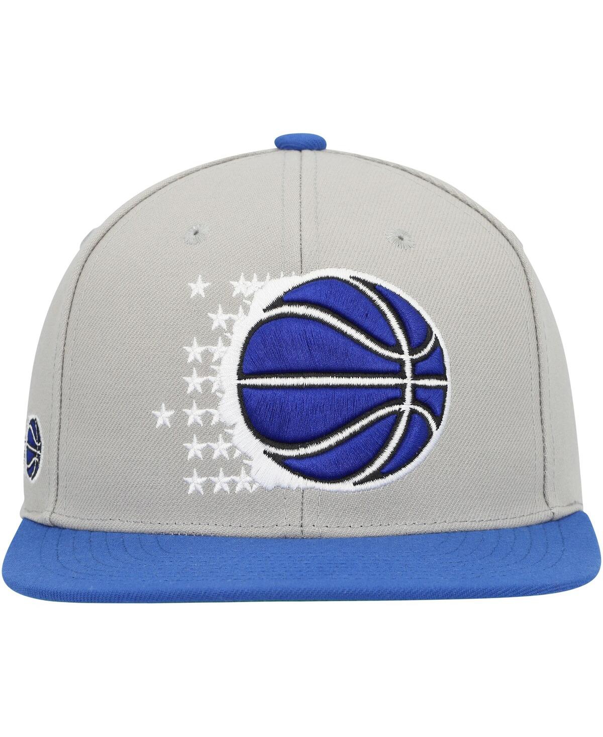 Mitchell & Ness Men's  Gray, Blue Orlando Magic Hardwood Classics Essentials 2.0 Snapback Hat In Gray,blue
