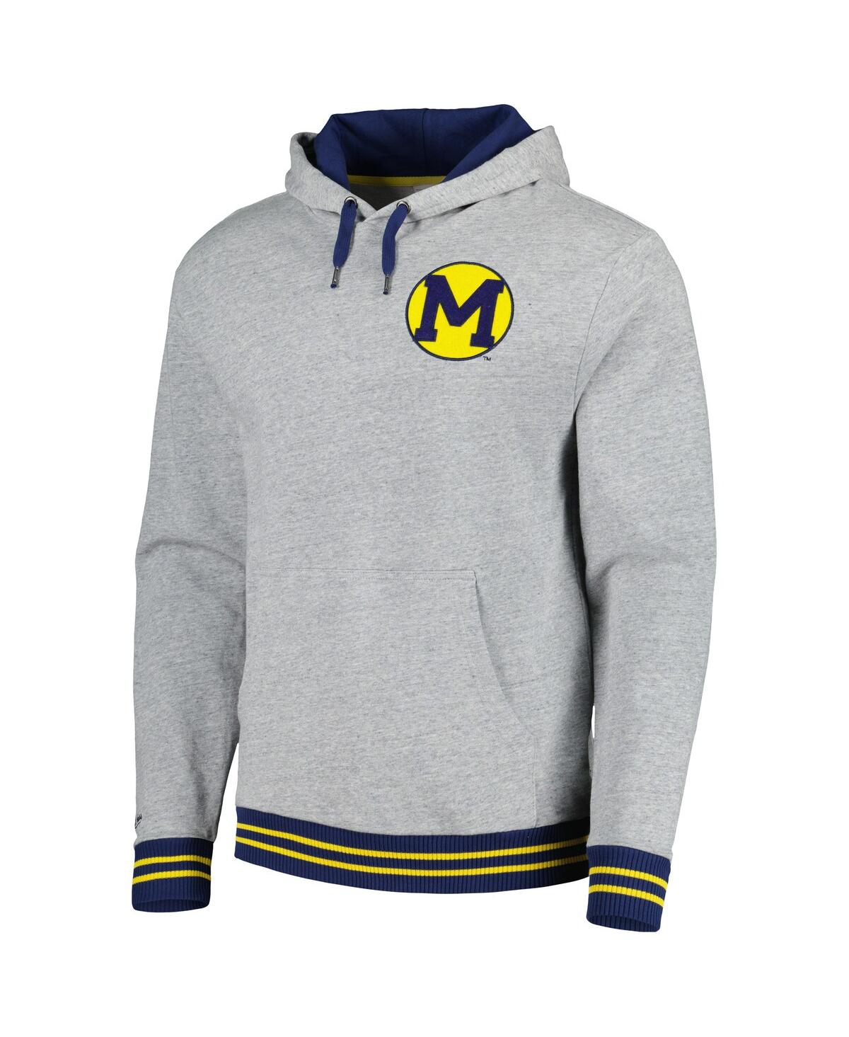 Mitchell & Ness Men's  Heather Gray Michigan Wolverines Pullover Hoodie In Heather Gray