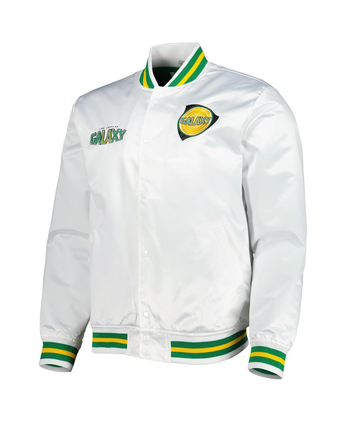 Mitchell & Ness Men's  White La Galaxy City Full-snap Satin Jacket In White