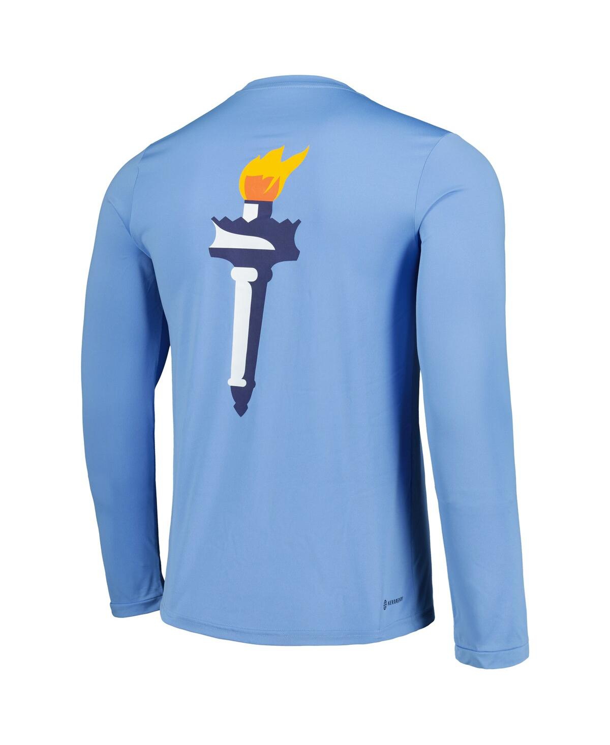 Shop Adidas Originals Men's Adidas Sky Blue New York City Fc Jersey Hook Aeroready Long Sleeve T-shirt