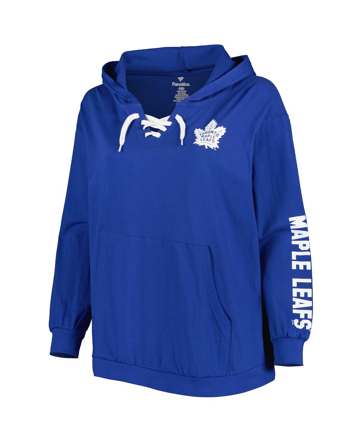 Women's Royal Toronto Maple Leafs Plus Size Lace-Up Pullover Hoodie