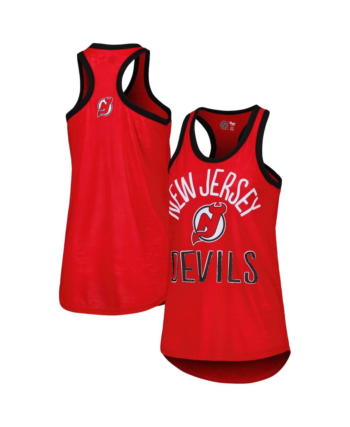 Shop G-iii 4her By Carl Banks Women's  Red New Jersey Devils First Base Racerback Scoop Neck Tank Top