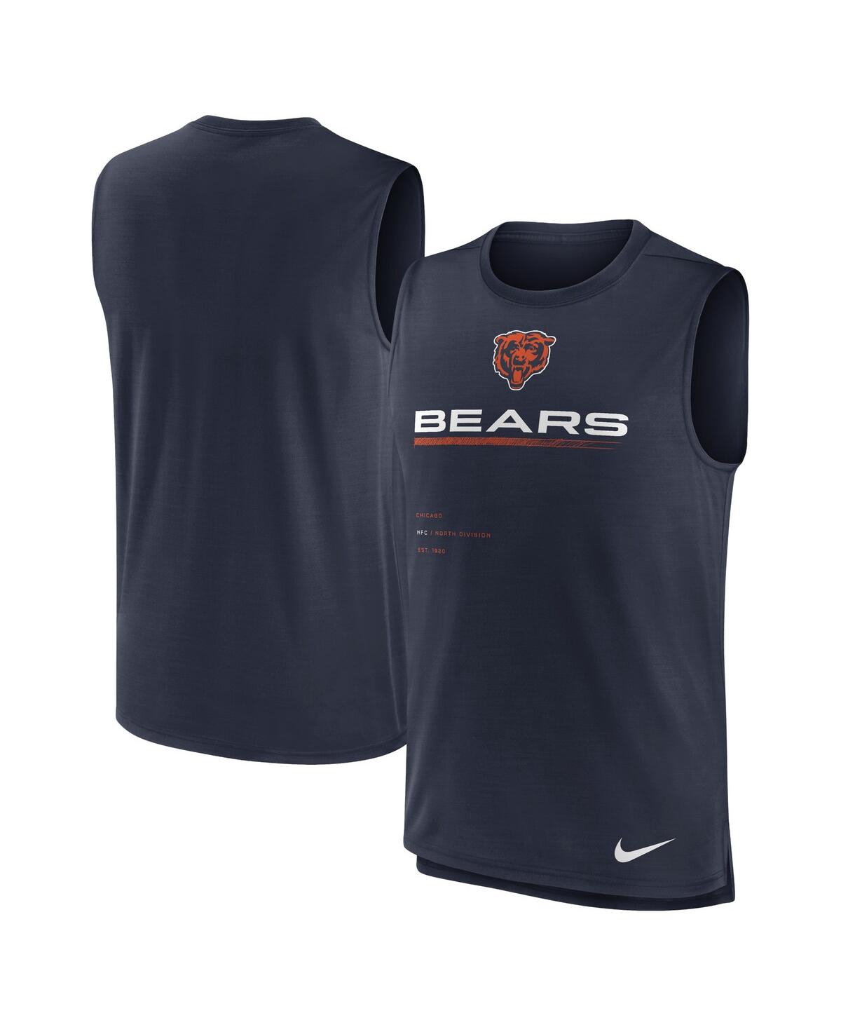 Shop Nike Men's  Navy Chicago Bears Muscle Trainer Tank Top