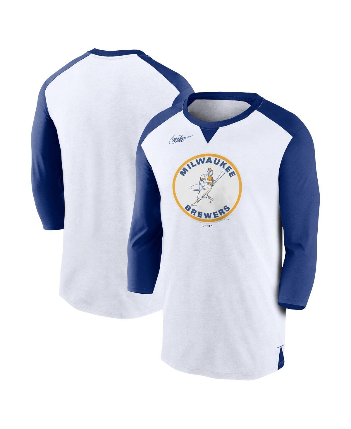 Men's Nike Royal Milwaukee Brewers Rewind 3/4-Sleeve T-shirt - Royal