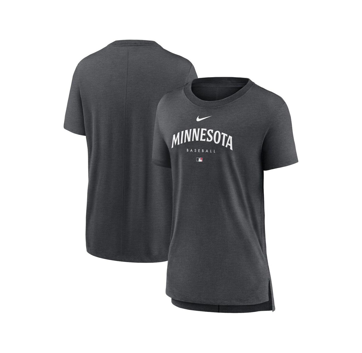 Women's Minnesota Twins Heather Charcoal Authentic Collection Early Work Tri-Blend T-shirt