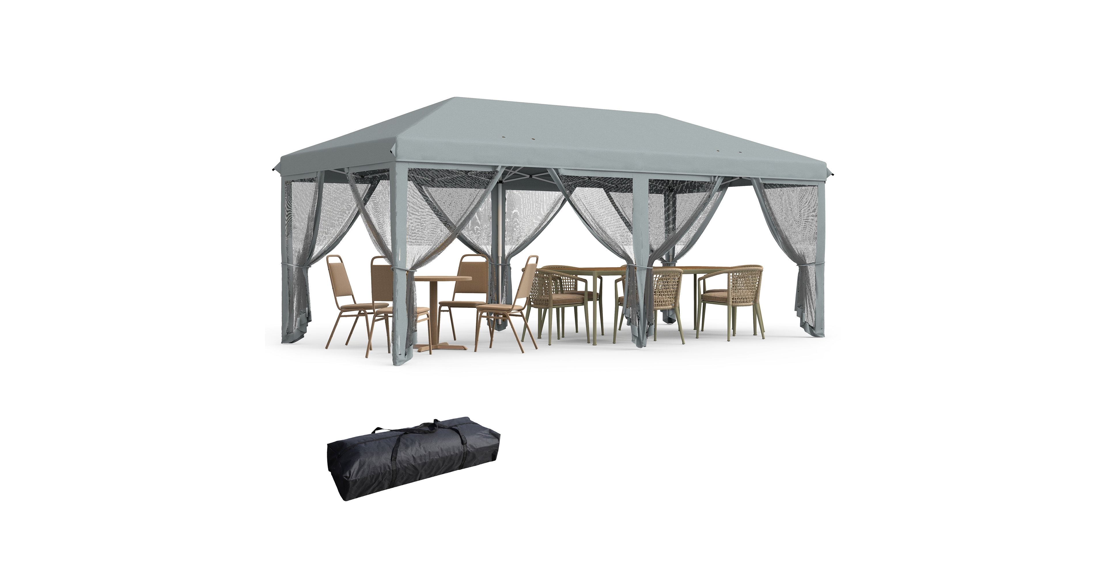 Outsunny 10' x 20' Pop Up Canopy with 6 Sidewall Mesh Nettings,