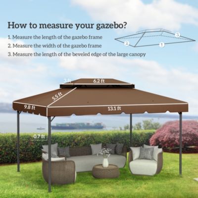 13' x 10' Double Roof Gazebo Replacement Canopy Top Cover