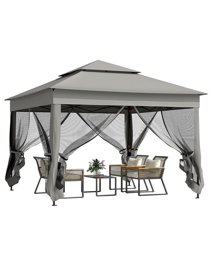 Outsunny 11' x 11' Pop Up Gazebo Outdoor Canopy Shelter with 2Tier