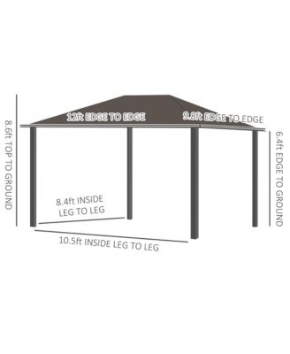 10'x12' Hardtop Gazebo, Mesh, Curtains, Steel Slat Canopy, Dark