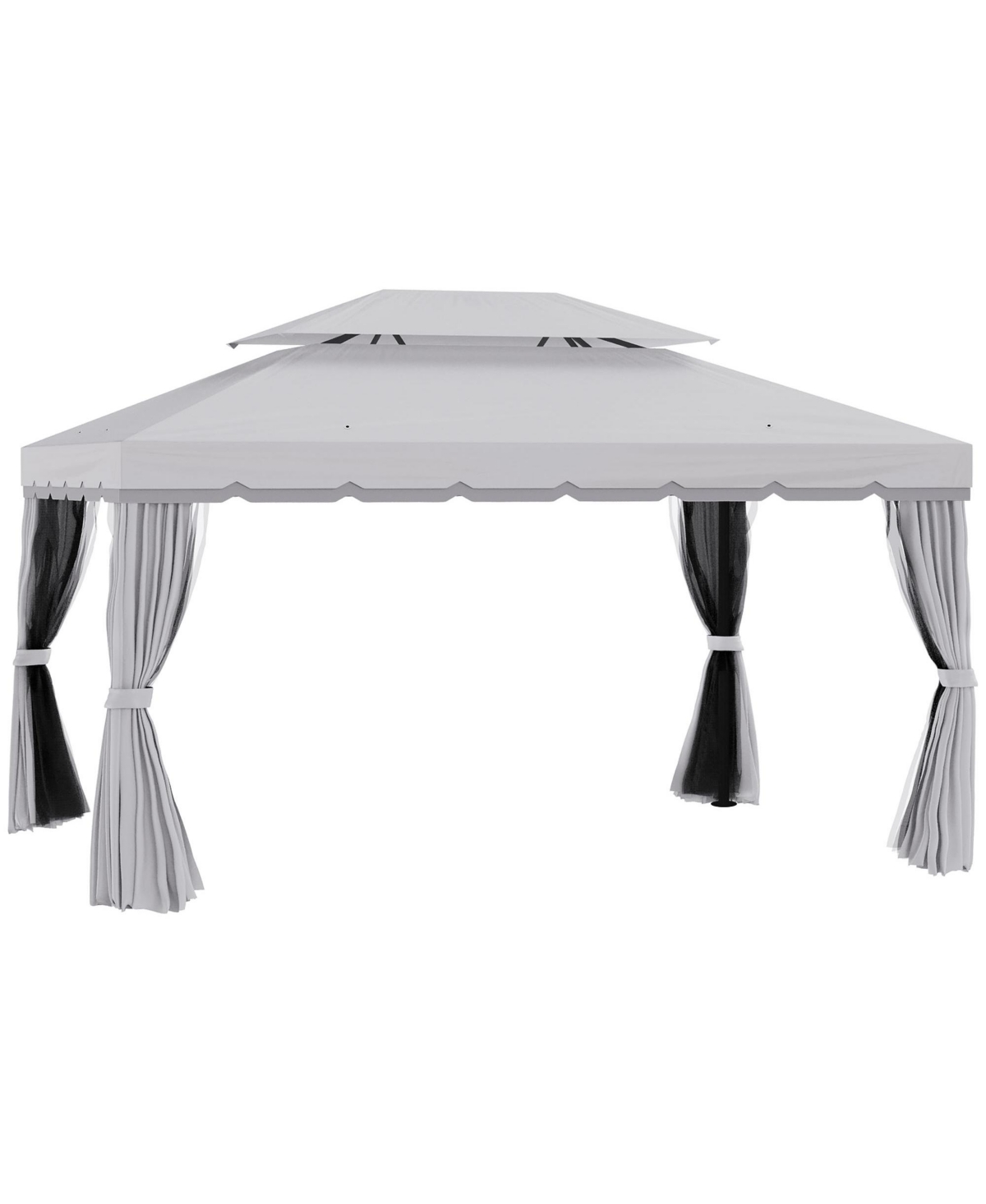 10' x 13' Patio Gazebo, 2-Tier Polyester Roof, Vented Canopy, Mesh, Portable Aluminum Frame for Outdoor, Grey - Grey