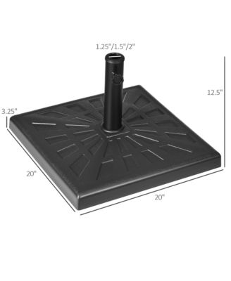 42lbs Resin Patio Umbrella Base, 20" Square Outdoor Umbrella Stand Holder for Parasol Poles 1.26", 1.5", and 1.9" Dia, Black