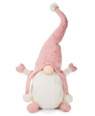 Holiday Lane - Shimmer and Light Pink Fabric Gnome Table D&eacute;cor