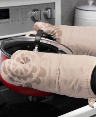 Medallion Print Silicone and Cotton Twill Oven Mitt, Set of 2