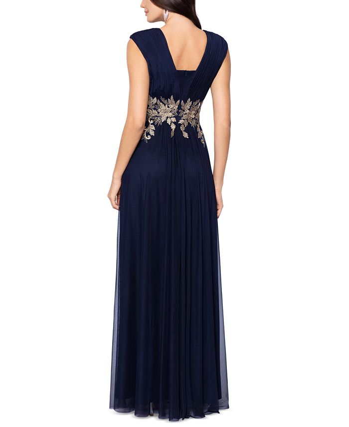 Betsy & Adam Women's Embroidered V-Neck Gown - Macy's