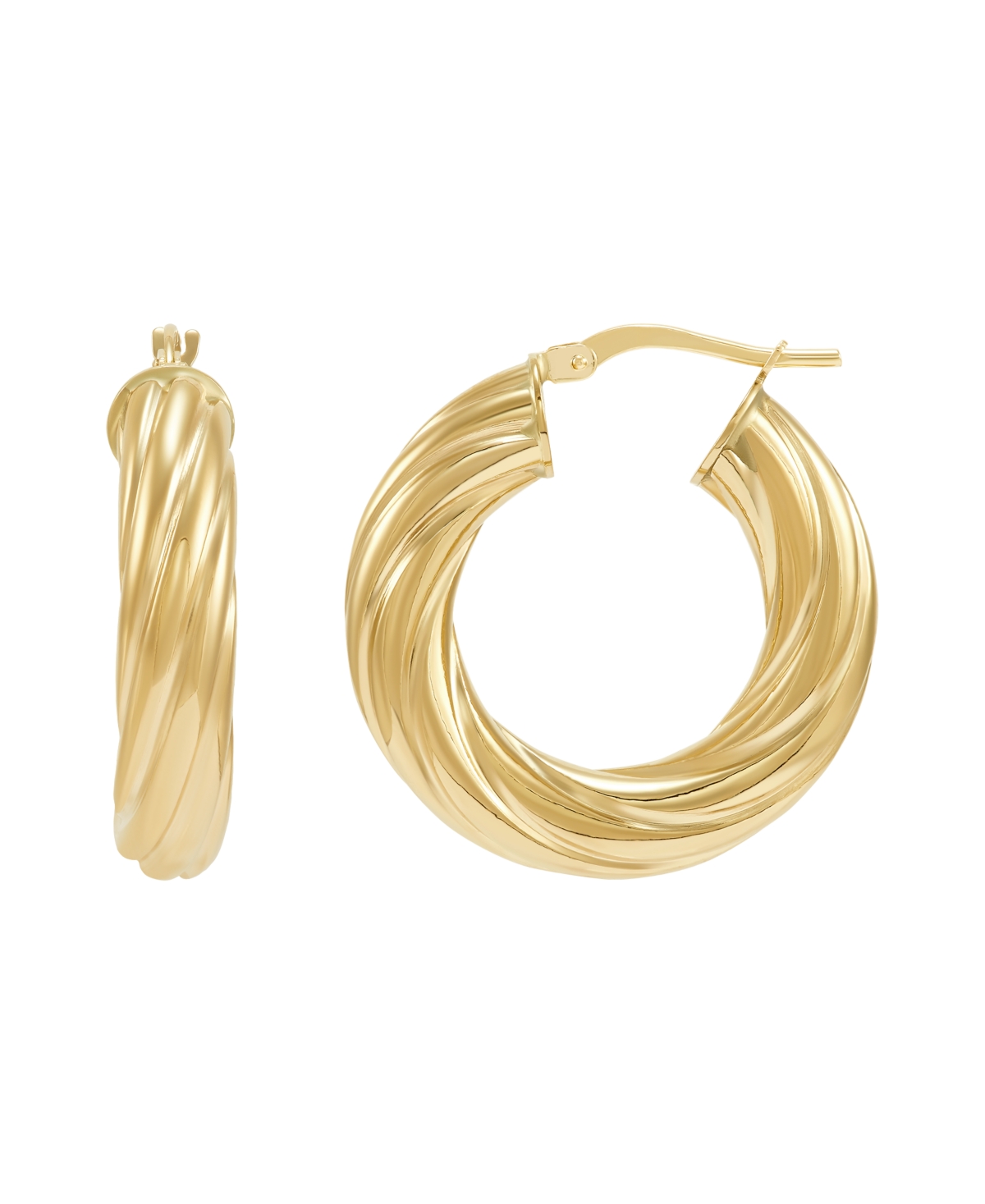 Twist Hoop Earrings in 14k Gold, 1 inch - Yellow Gold