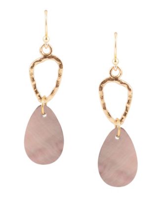 Rose Bronze and Genuine Black Mother-of-Pearl Drop Earrings