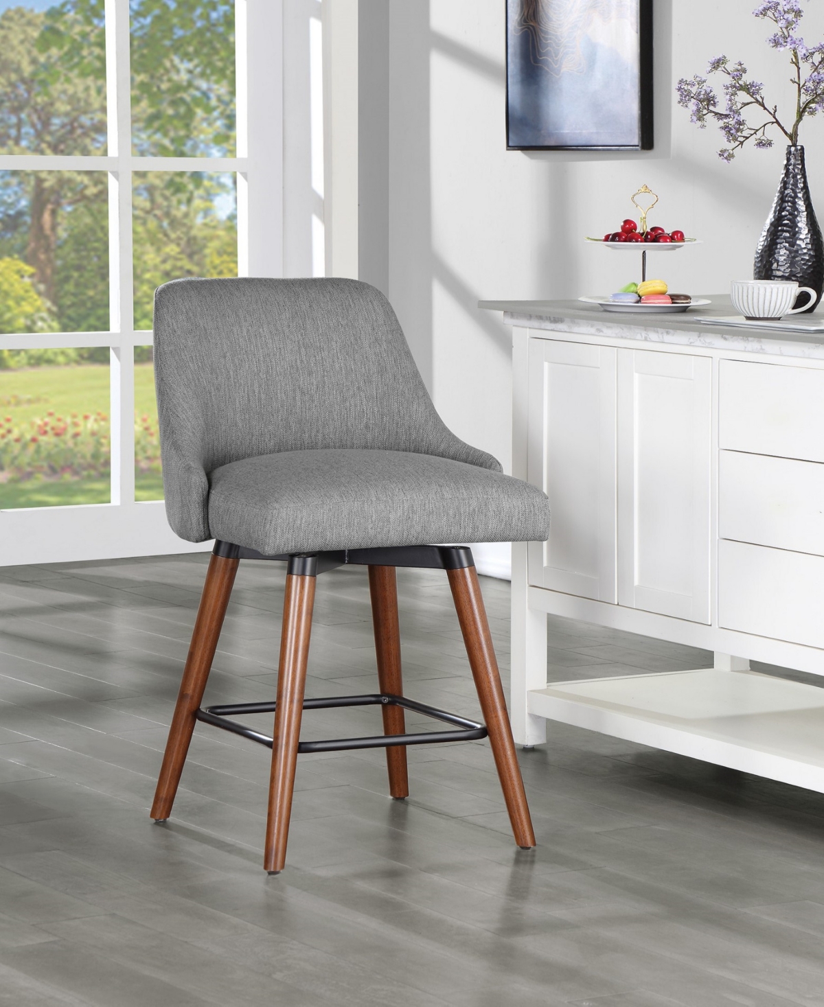 Bagford Swivel Counter Stool with Legs in Fabric - Med Esp