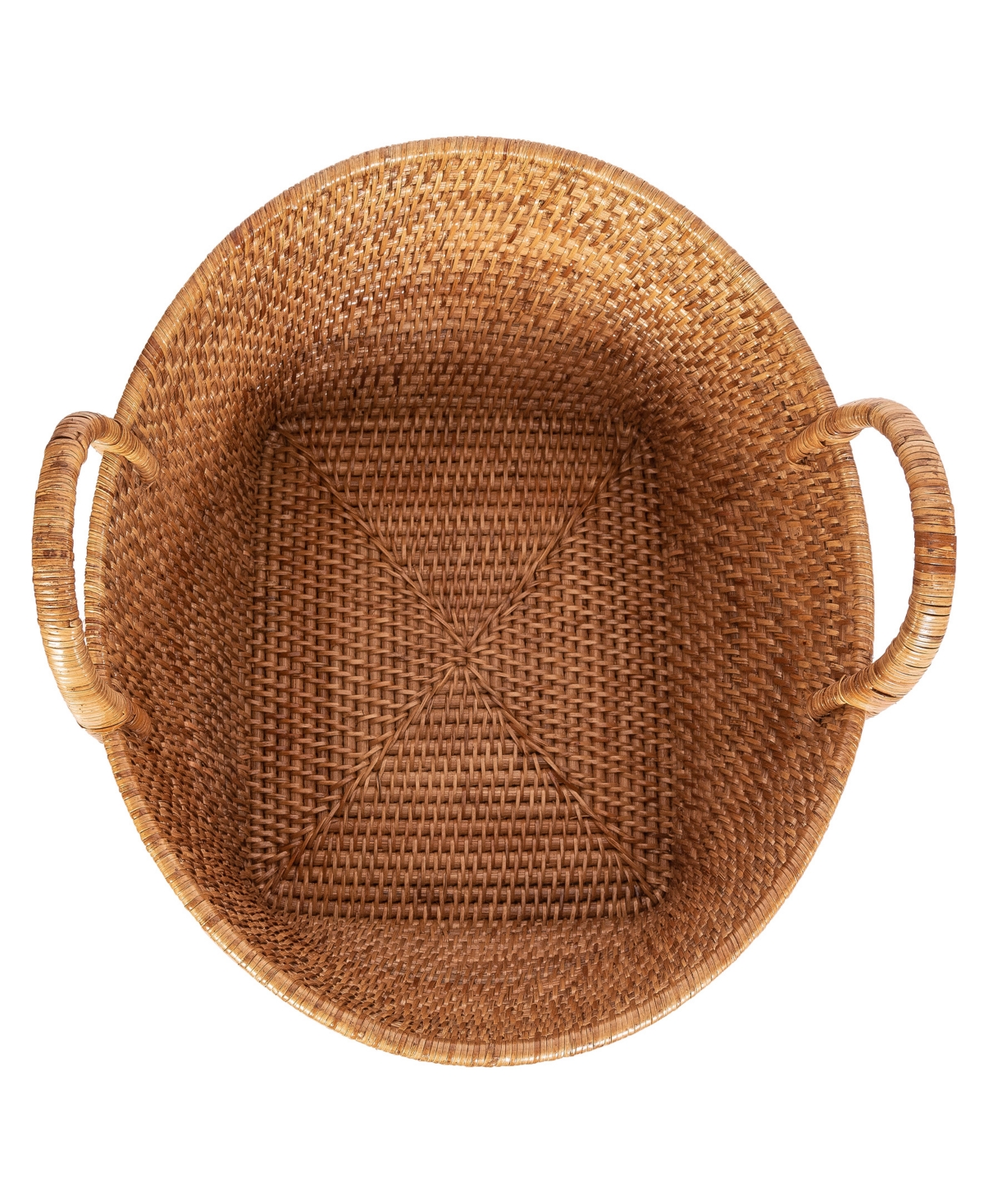 Artifacts Trading Company Saboga Home Round Basket With Hoop Handles In Honey Brown