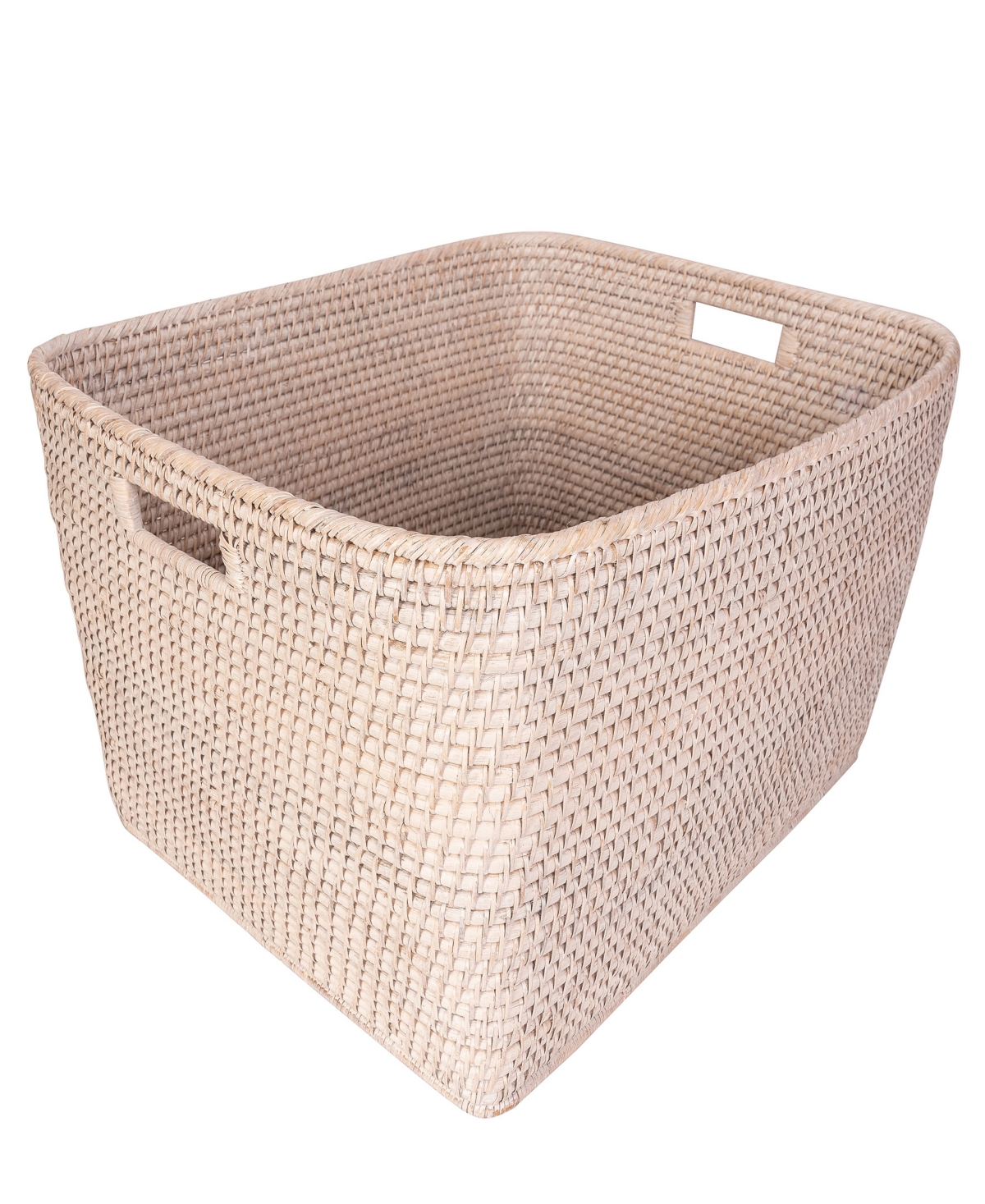 Artifacts Trading Company Saboga Home Family Basket With Cutout Handle In White Wash