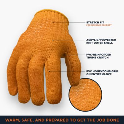 Men's Acrylic Honeycomb Grip Glove - Insulated Work Gloves with Superior Grip, -10°F Cold Protection, Durable Latex-Coated Palm, Warm Acrylic Knit Lining (Sold by the Dozen)