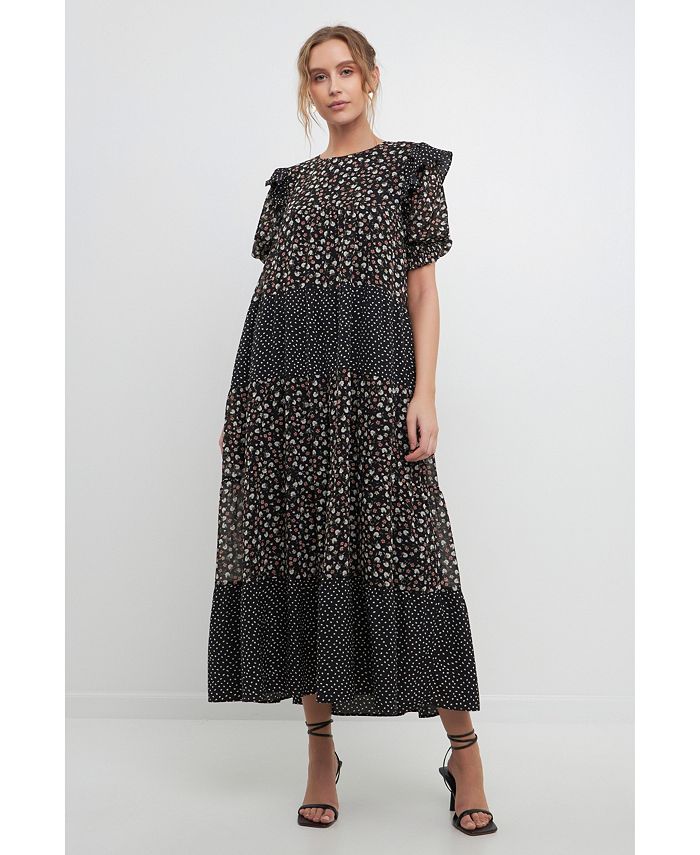 Embroidered Roses Maxi Dress