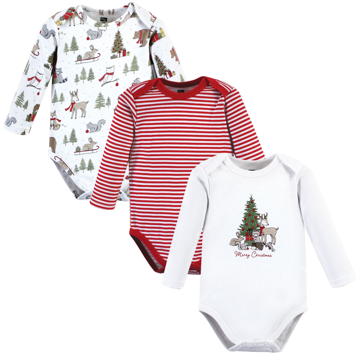 Hudson Baby Boys Unisex Essential Long-Sleeve Cotton Bodysuit Triple Set