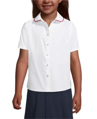 Big Girls Piped Peter Pan Collar Broadcloth Shirt
