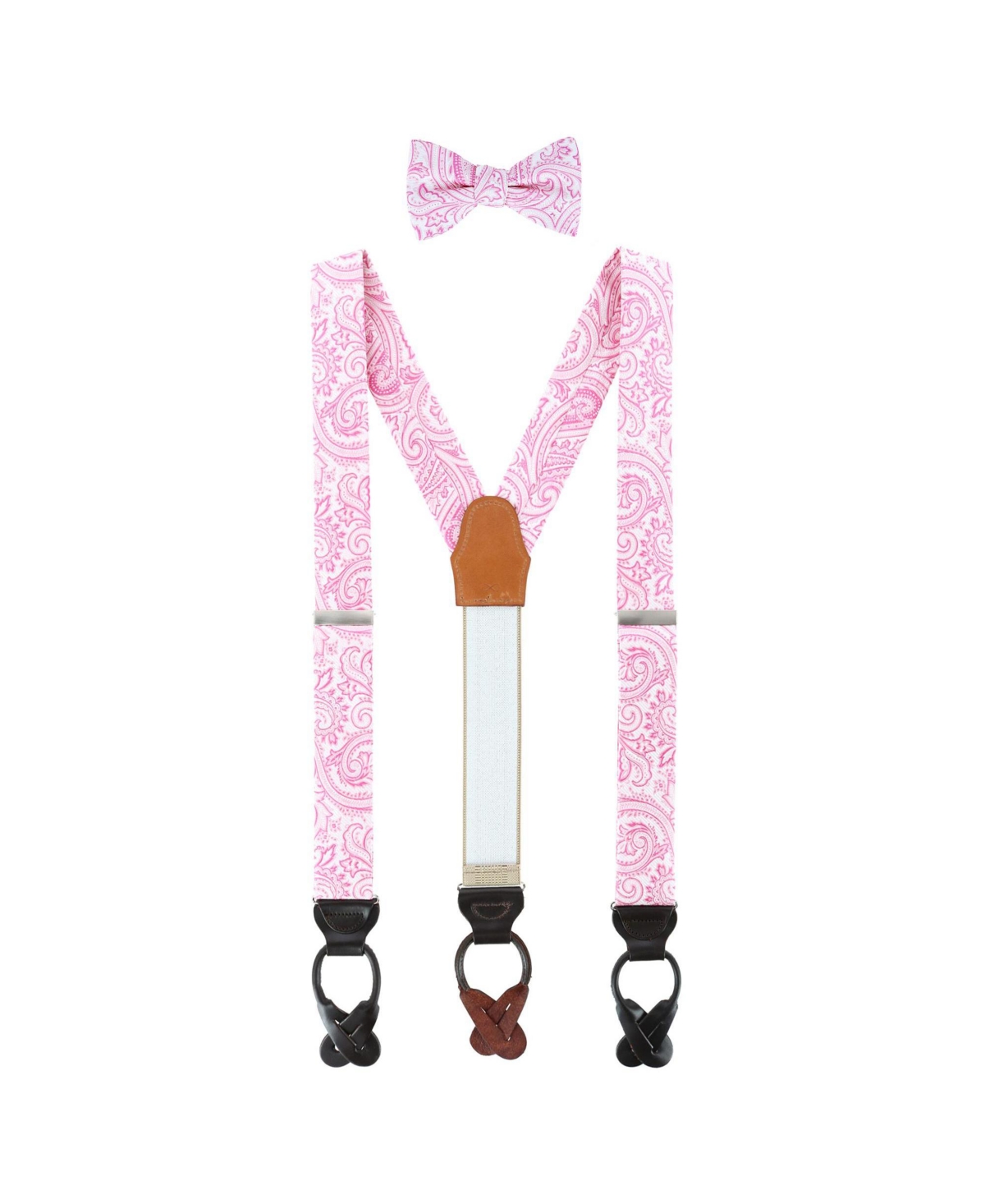 Trafalgar Men's Sobee Paisley Silk Brace and Bow Tie Set