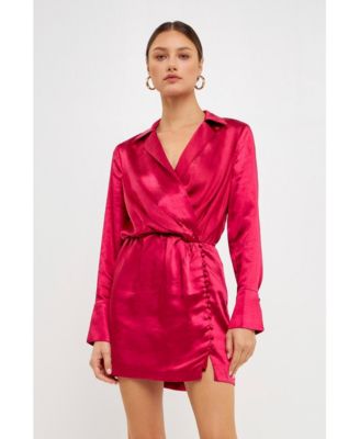 Women's Long Sleeve Satin Mini Dress