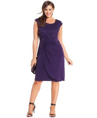 connected plus size sequined lace gown