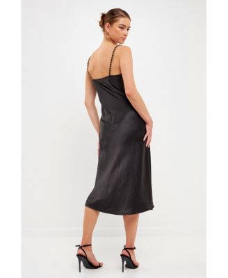 Women's Chunky Chain Satin Slit Dress