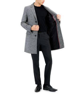 Men's Slim-Fit Migor Charcoal Overcoat