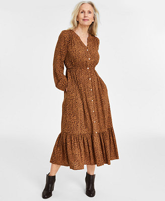 Style & Co Women's Long-Sleeve Midi Dress, Created for Macy's - Macy's