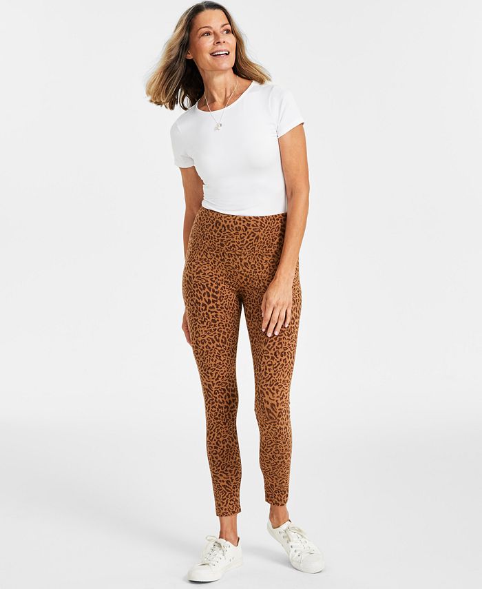 Style & Co Petite Leopard-Print High-Rise Textured Leggings, Created for  Macy's - Macy's