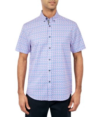 society of threads mens dress shirts Society of Threads Navy Men's Slim-Fit Dot-Print Dress Shirt, US Large