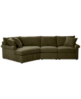 CLOSEOUT! Wrenley 131" 3-Pc. Fabric Modular Cuddler Chaise Sectional Sofa, Created for Macy's