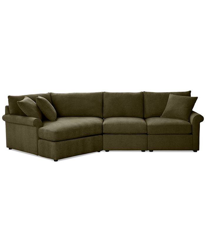Furniture Wrenley 131" 3Pc. Fabric Modular Cuddler Chaise Sectional