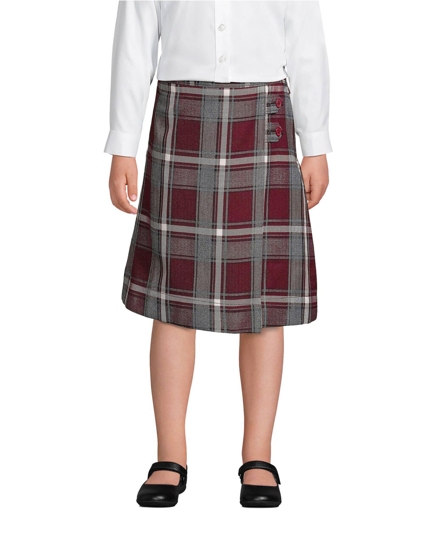 School Uniform Girls Plaid A-line Skirt Below the Knee