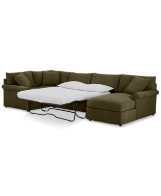 CLOSEOUT! Wrenley 138" 4-Pc. Fabric Modular Chaise Sleeper Sectional Sofa, Created for Macy's