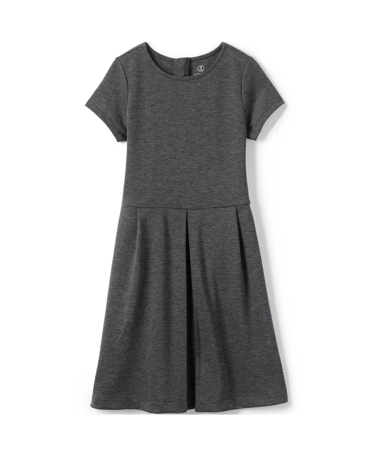 Детские платья Lands' End School Uniform Girls Short Sleeve Ponte Dress Top of Knee, цвет: Угольный меланжевый — фото 1