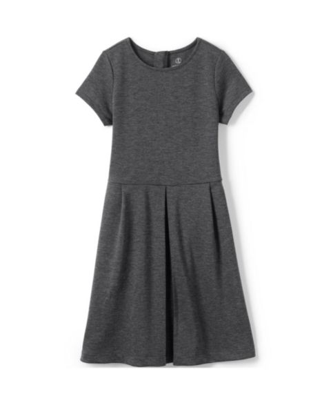 Детские платья Lands' End School Uniform Girls Short Sleeve Ponte Dress Top of Knee, цвет: Угольный меланжевый