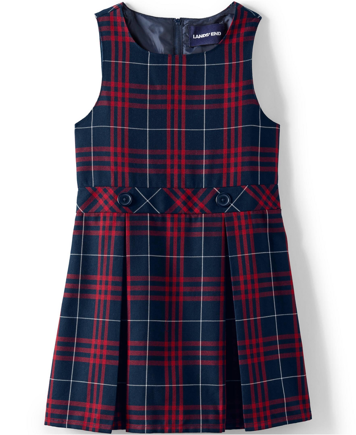 Lands' End Little Girls School Uniform Plaid Jumper Top of Knee